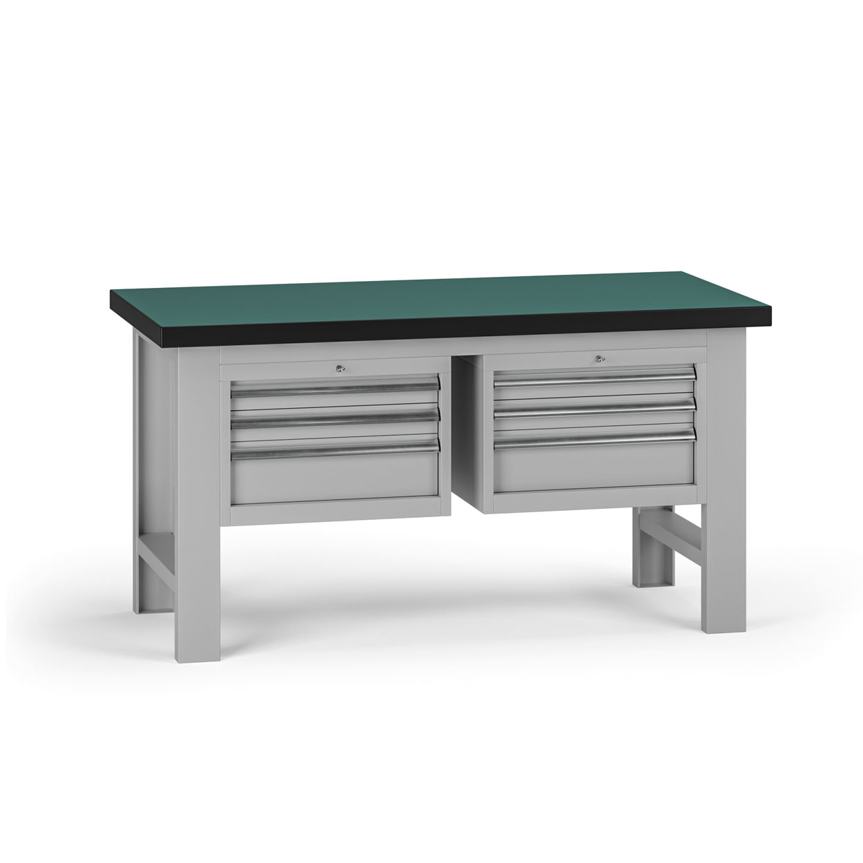 Fotografia produktu: Pracovný stôl do dielne G8, 1500 x 750 x 800 mm, 2x kontejner, 6 zásuviek, sivá