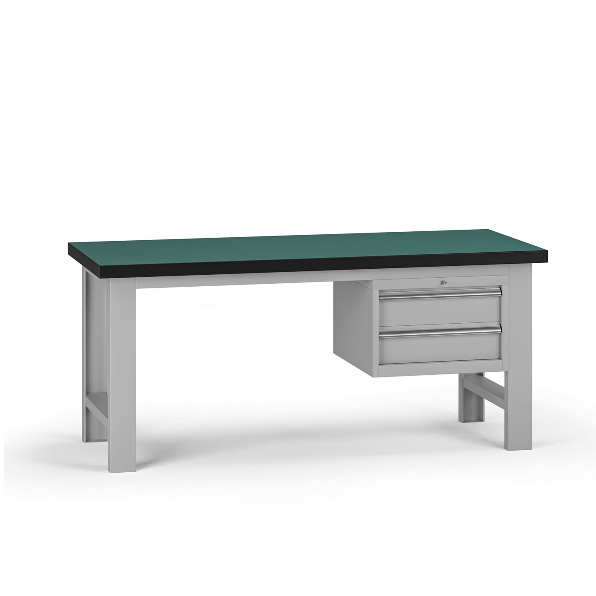 Pracovný stôl do dielne G8, 1800 x 750 x 800 mm, 1x kontejner, 2 zásuvky, sivá