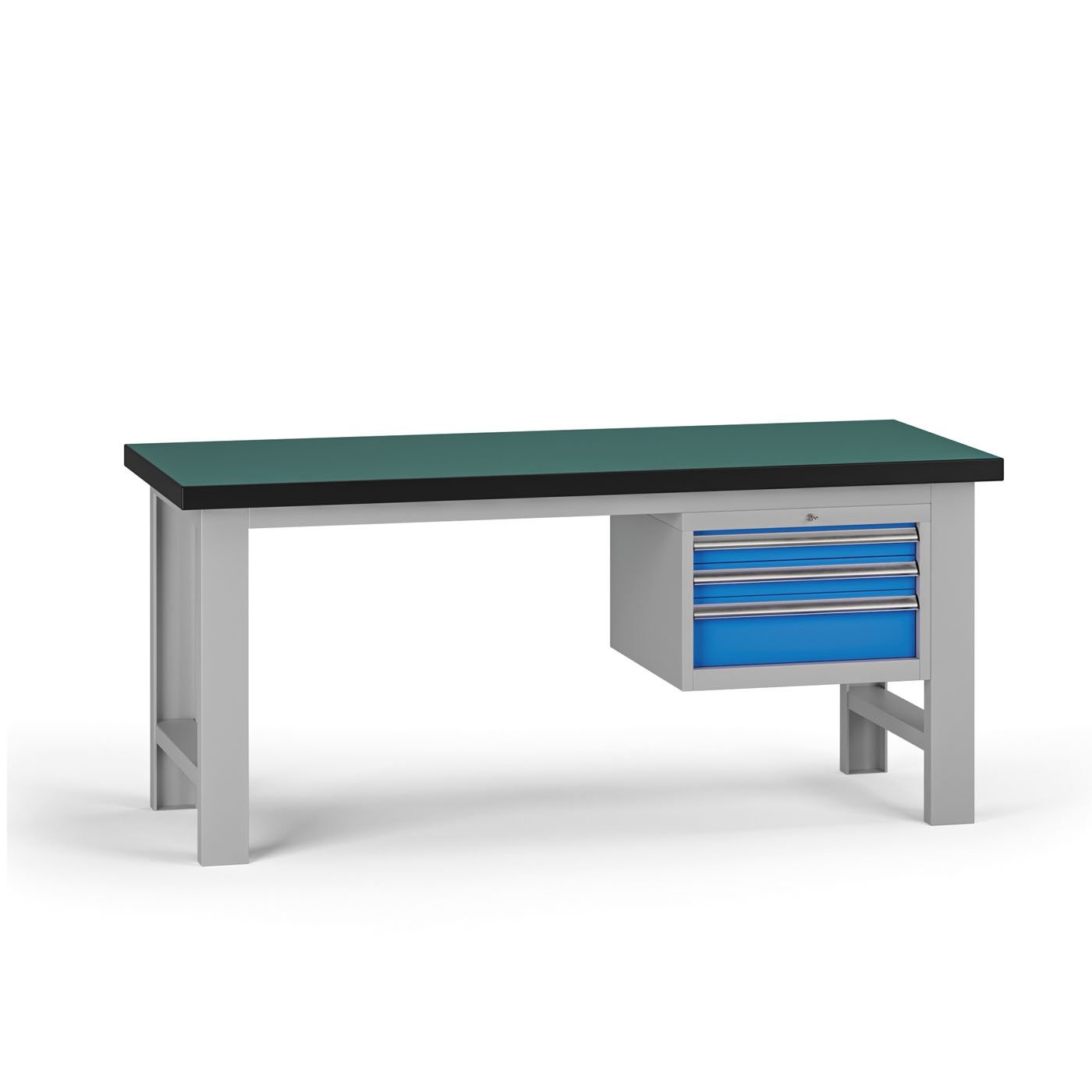 Fotografia produktu: Pracovný stôl do dielne G8, 1800 x 750 x 800 mm, 1x kontejner, 3 zásuvky, modrá