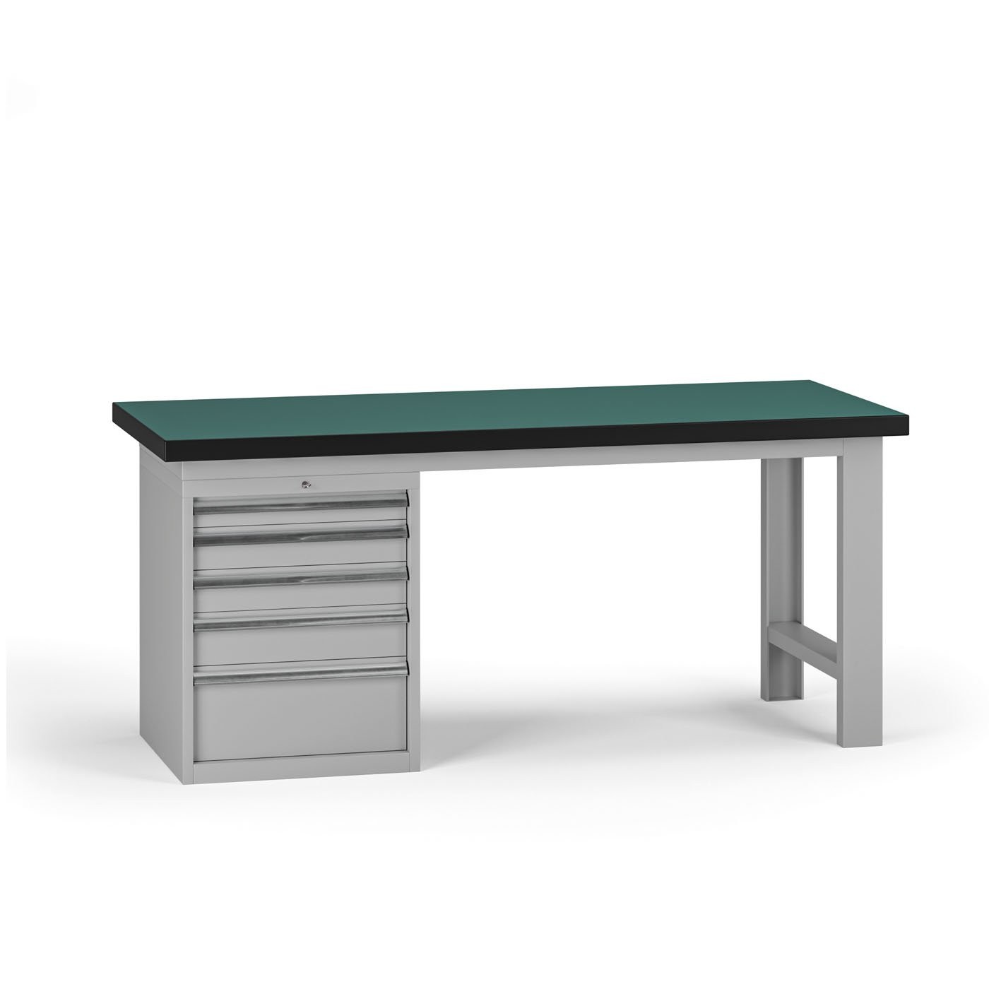 Fotografia produktu: Pracovný stôl do dielne G8, 1800 x 750 x 800 mm, 1x kontejner, 5 zásuviek, sivá