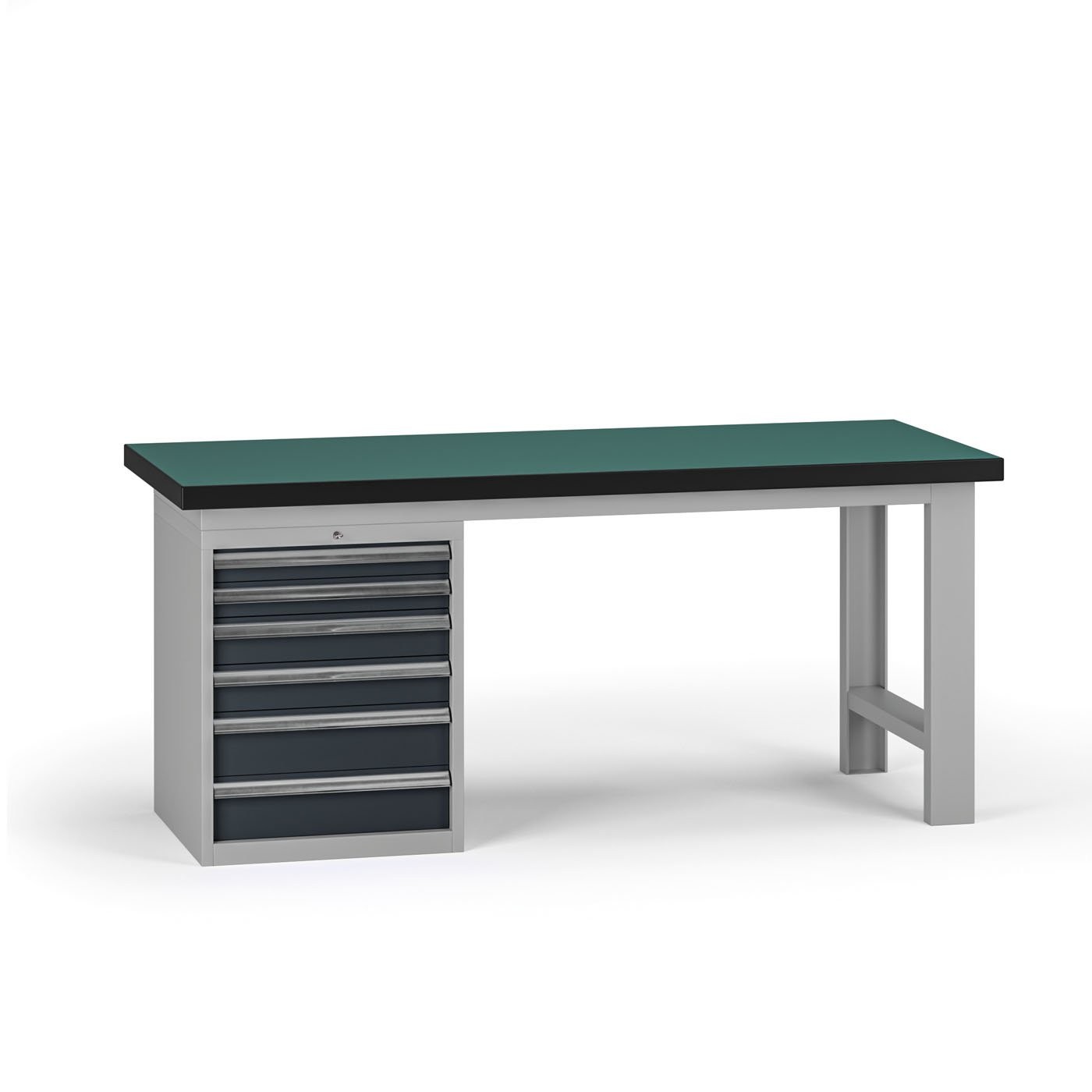 Fotografia produktu: Pracovný stôl do dielne G8, 1800 x 750 x 800 mm, 1x kontejner, 6 zásuviek, grafit