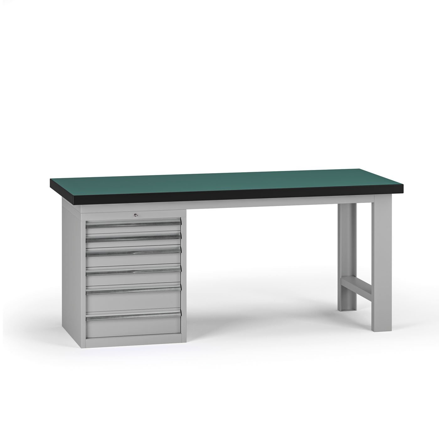 Fotografia produktu: Pracovný stôl do dielne G8, 1800 x 750 x 800 mm, 1x kontejner, 6 zásuviek, sivá