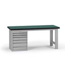 Pracovný stôl do dielne G8, 1800 x 750 x 800 mm, 1x kontejner, 6 zásuviek, sivá