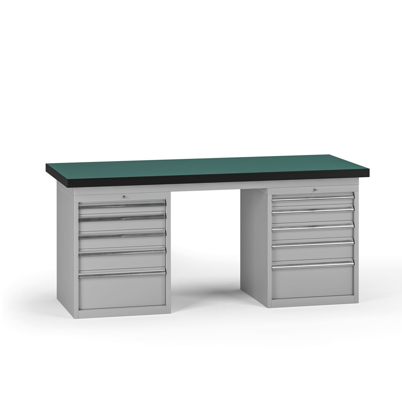 Fotografia produktu: Pracovný stôl do dielne G8, 1800 x 750 x 800 mm, 2x kontejner, 10 zásuviek, sivá