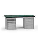 Pracovný stôl do dielne G8, 1800 x 750 x 800 mm, 2x kontejner, 10 zásuviek, sivá