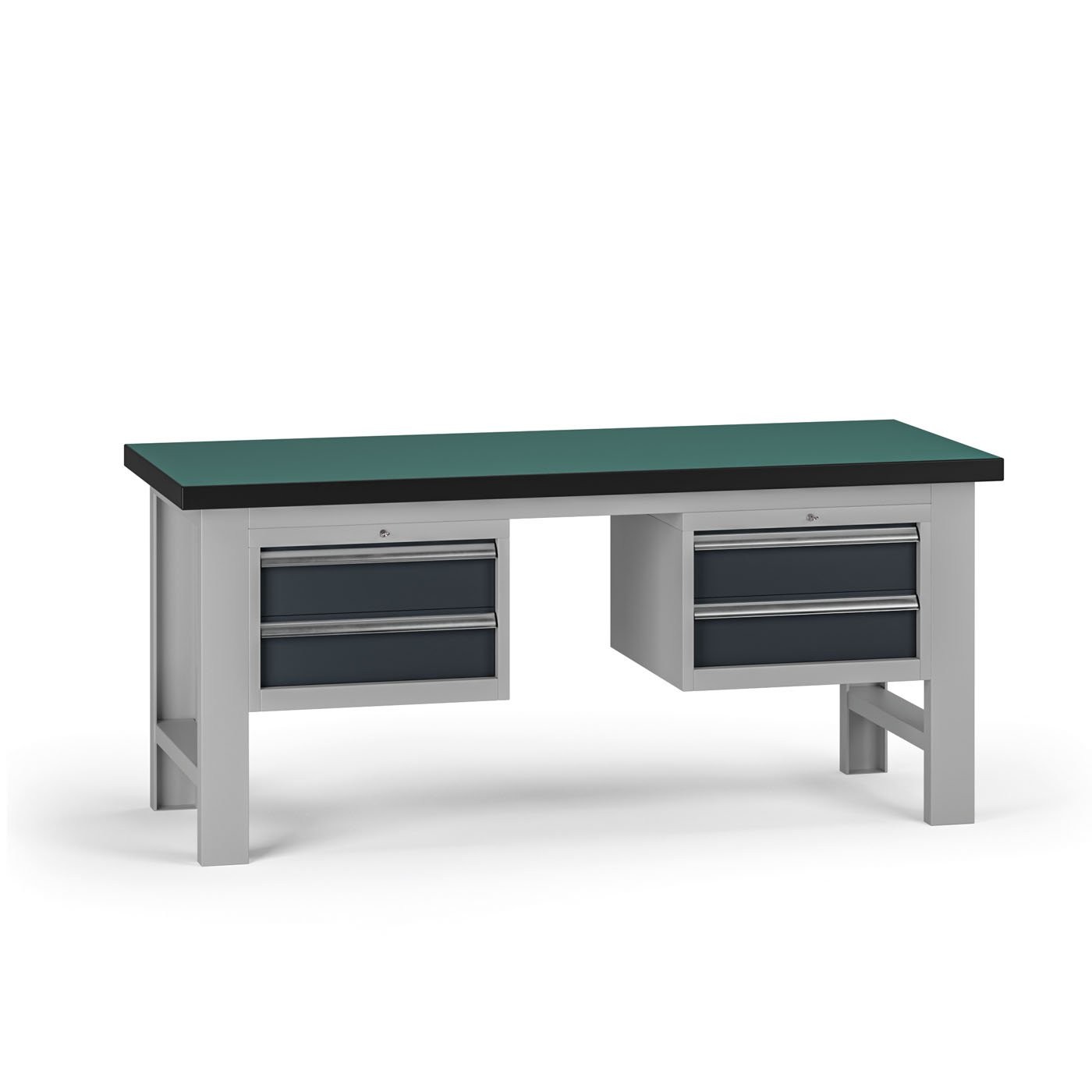 Fotografia produktu: Pracovný stôl do dielne G8, 1800 x 750 x 800 mm, 2x kontejner, 4 zásuvky, grafit