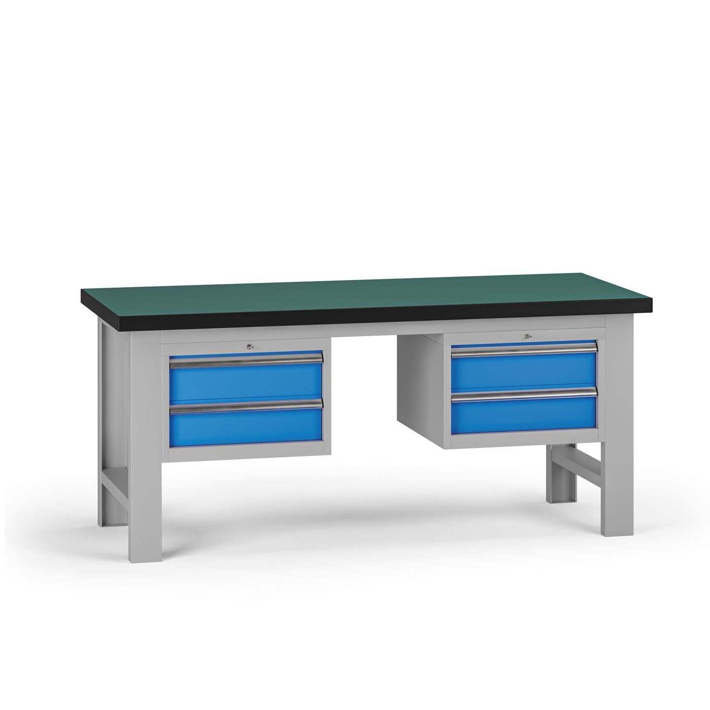 Fotografia produktu: Pracovný stôl do dielne G8, 1800 x 750 x 800 mm, 2x kontejner, 4 zásuvky, modrá