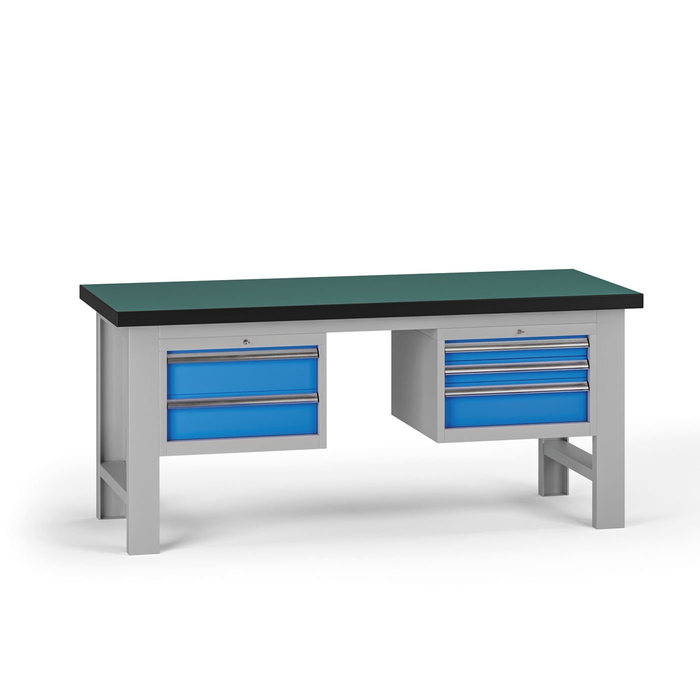 Fotografia produktu: Pracovný stôl do dielne G8, 1800 x 750 x 800 mm, 2x kontejner, 5 zásuviek, modrá