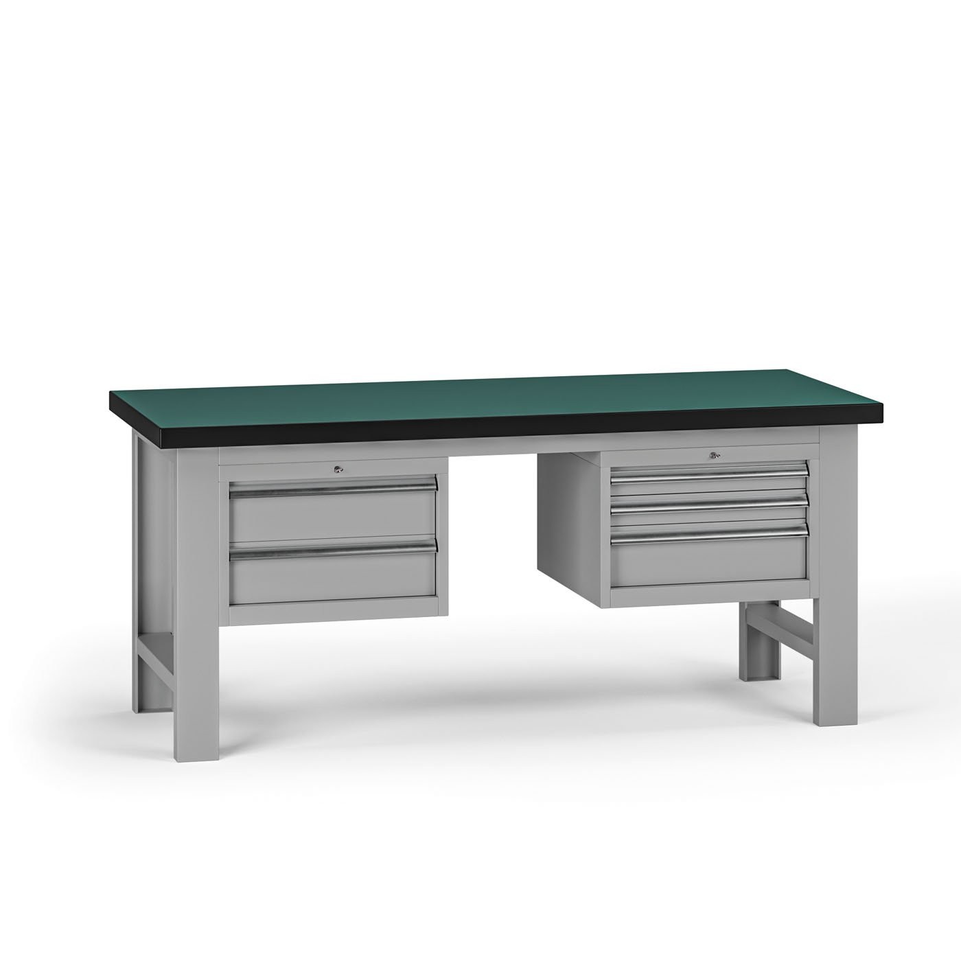 Fotografia produktu: Pracovný stôl do dielne G8, 1800 x 750 x 800 mm, 2x kontejner, 5 zásuviek, sivá