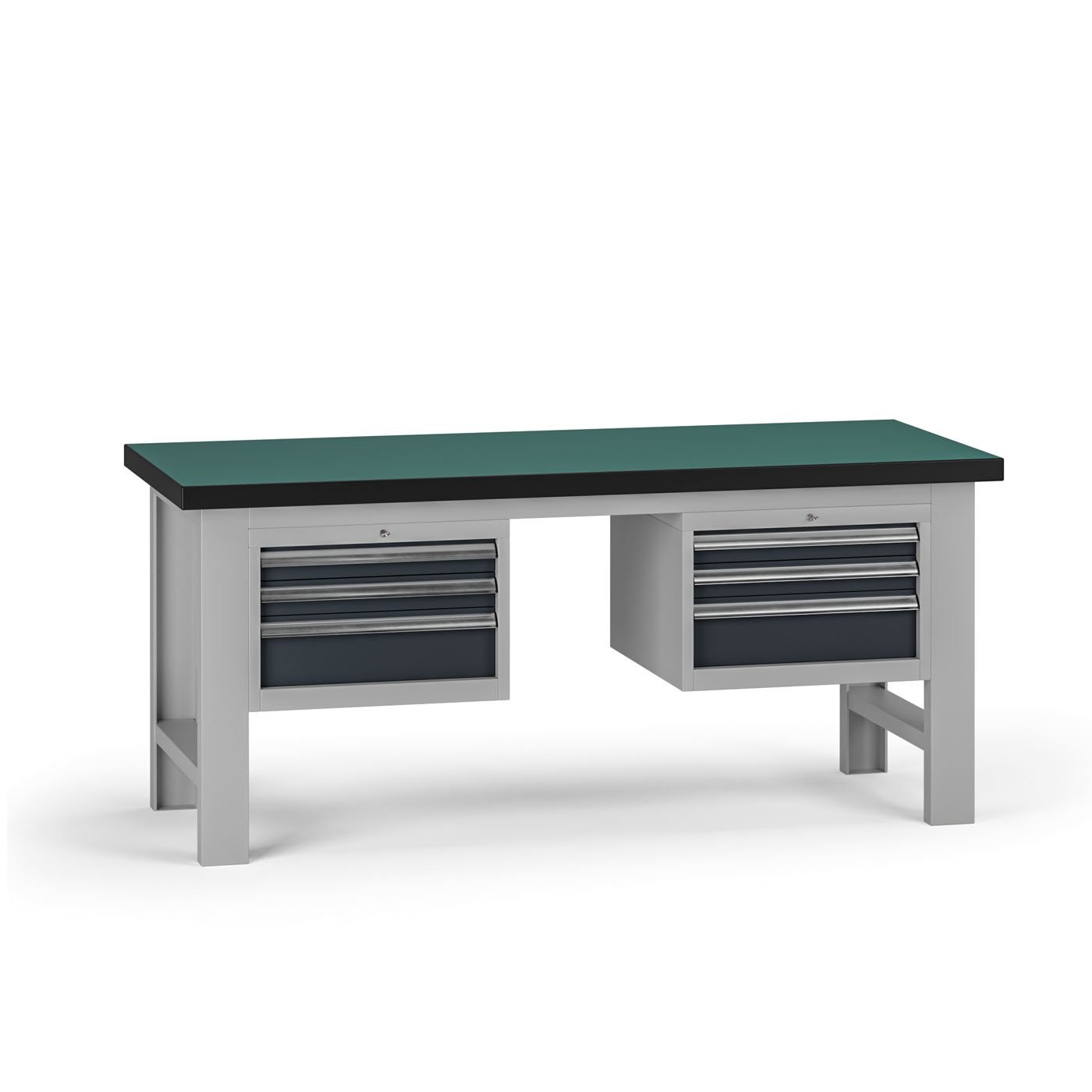 Fotografia produktu: Pracovný stôl do dielne G8, 1800 x 750 x 800 mm, 2x kontejner, 6 zásuviek, grafit