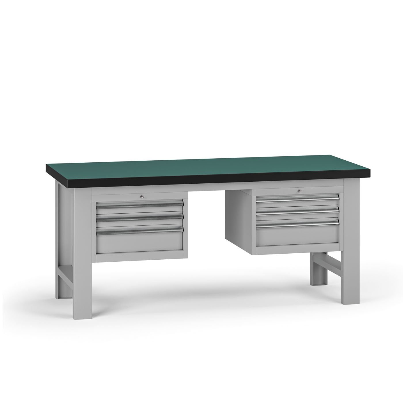 Fotografia produktu: Pracovný stôl do dielne G8, 1800 x 750 x 800 mm, 2x kontejner, 6 zásuviek, sivá