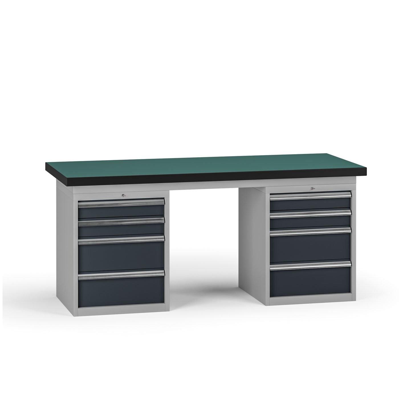 Fotografia produktu: Pracovný stôl do dielne G8, 1800 x 750 x 800 mm, 2x kontejner, 8 zásuviek, grafit