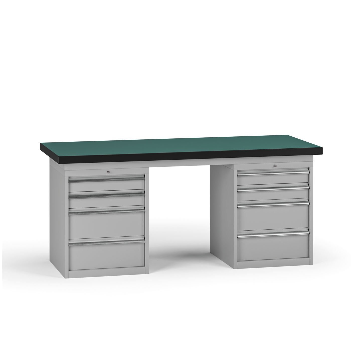 Fotografia produktu: Pracovný stôl do dielne G8, 1800 x 750 x 800 mm, 2x kontejner, 8 zásuviek, sivá