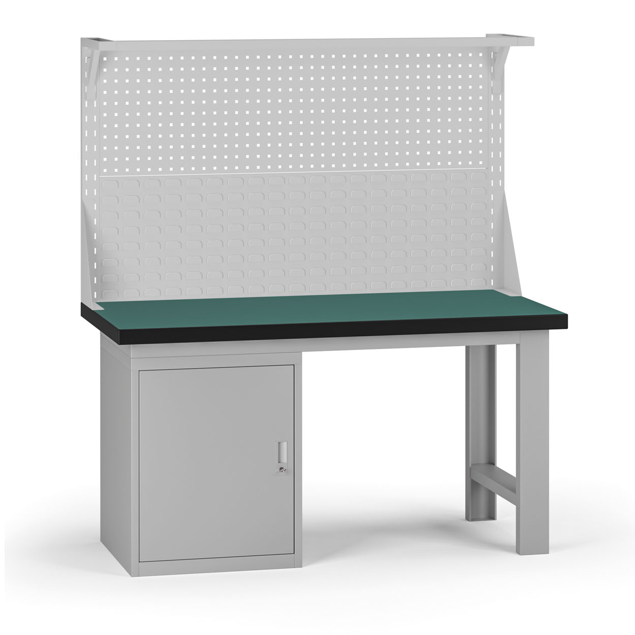 Fotografia produktu: Pracovný stôl do dielne G8 s nadstavbou, 1500 x 750 x 800 mm, 1x skrinka, sivá