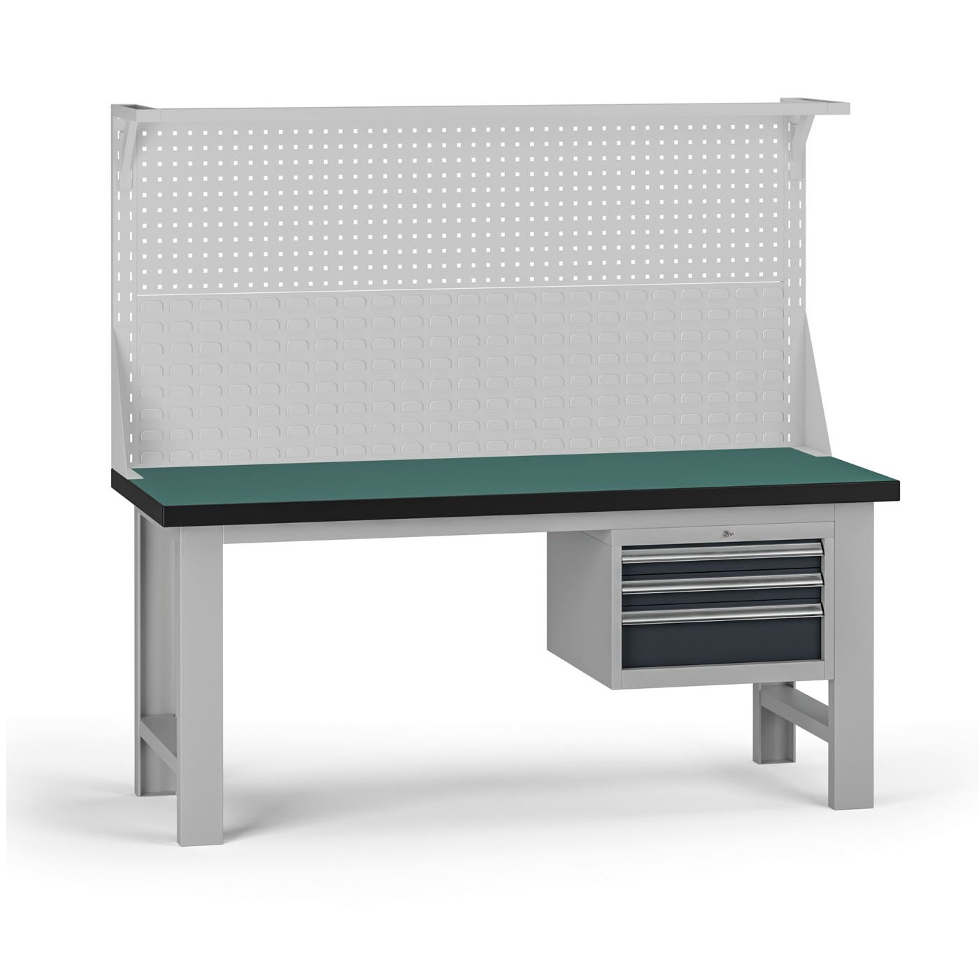 Fotografia produktu: Pracovný stôl do dielne G8 s nadstavbou, 1800 x 750 x 800 mm, 1x kontejner, 3 zásuvky, grafit