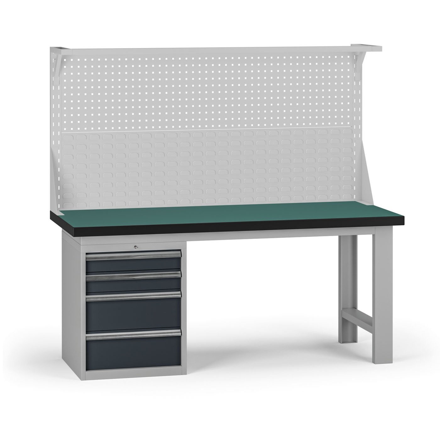 Fotografia produktu: Pracovný stôl do dielne G8 s nadstavbou, 1800 x 750 x 800 mm, 1x kontejner, 4 zásuvky, grafit