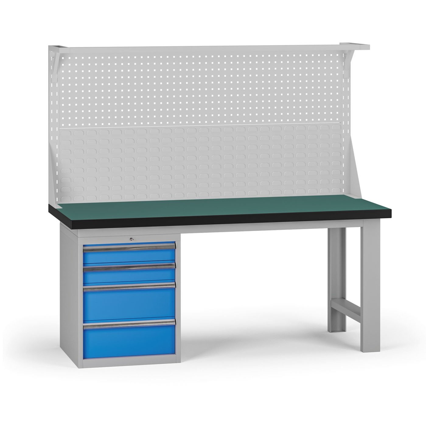 Fotografia produktu: Pracovný stôl do dielne G8 s nadstavbou, 1800 x 750 x 800 mm, 1x kontejner, 4 zásuvky, modrá