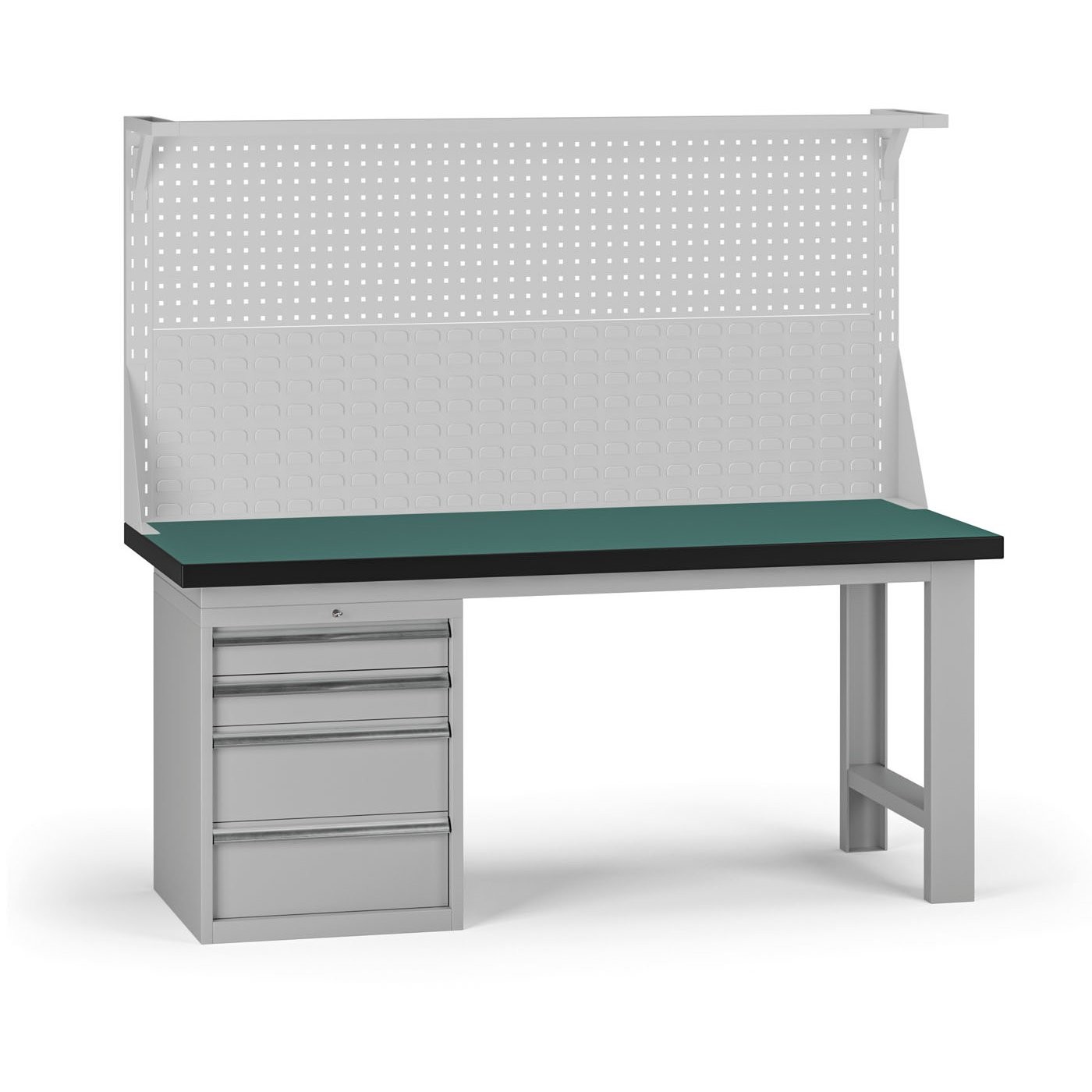 Fotografia produktu: Pracovný stôl do dielne G8 s nadstavbou, 1800 x 750 x 800 mm, 1x kontejner, 4 zásuvky, sivá