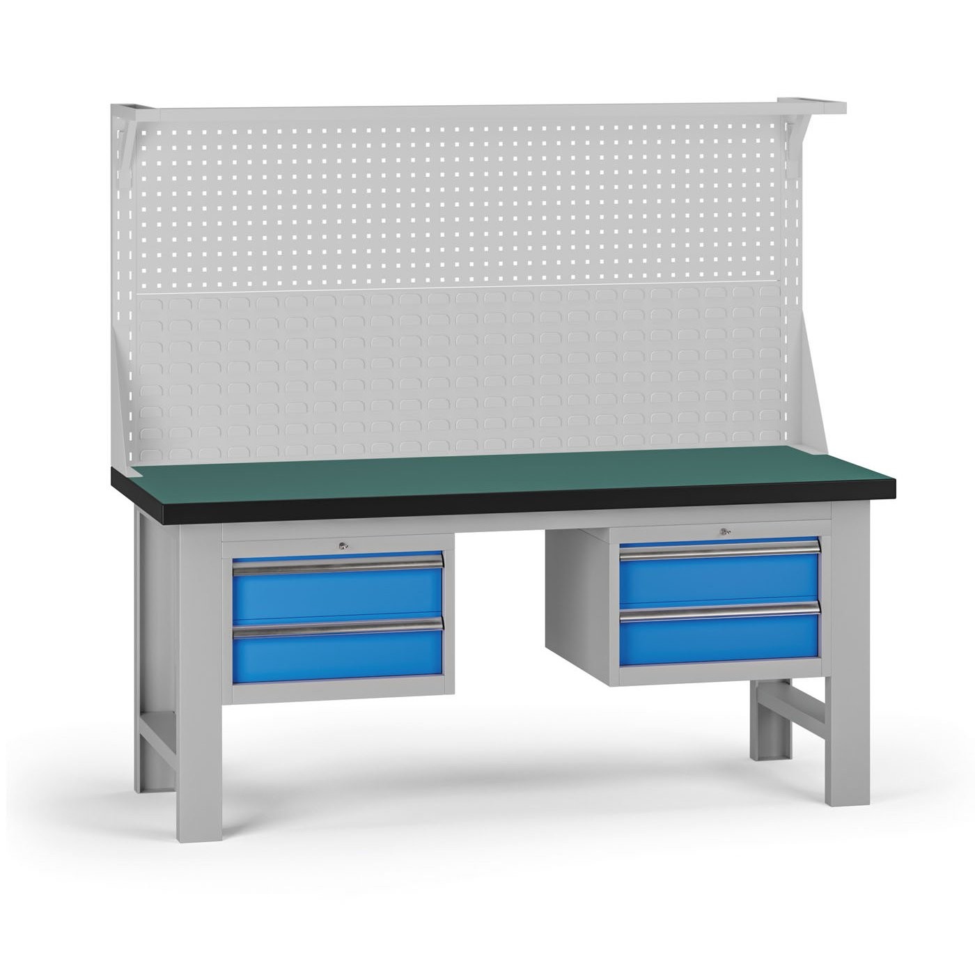 Fotografia produktu: Pracovný stôl do dielne G8 s nadstavbou, 1800 x 750 x 800 mm, 2x kontejner, 4 zásuvky, modrá