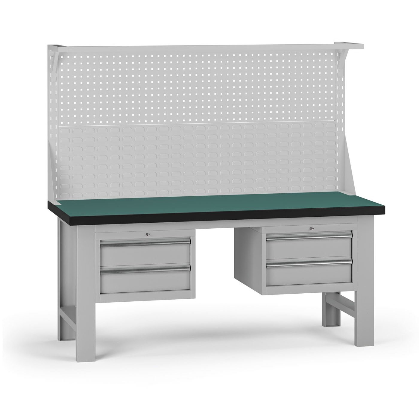 Fotografia produktu: Pracovný stôl do dielne G8 s nadstavbou, 1800 x 750 x 800 mm, 2x kontejner, 4 zásuvky, sivá
