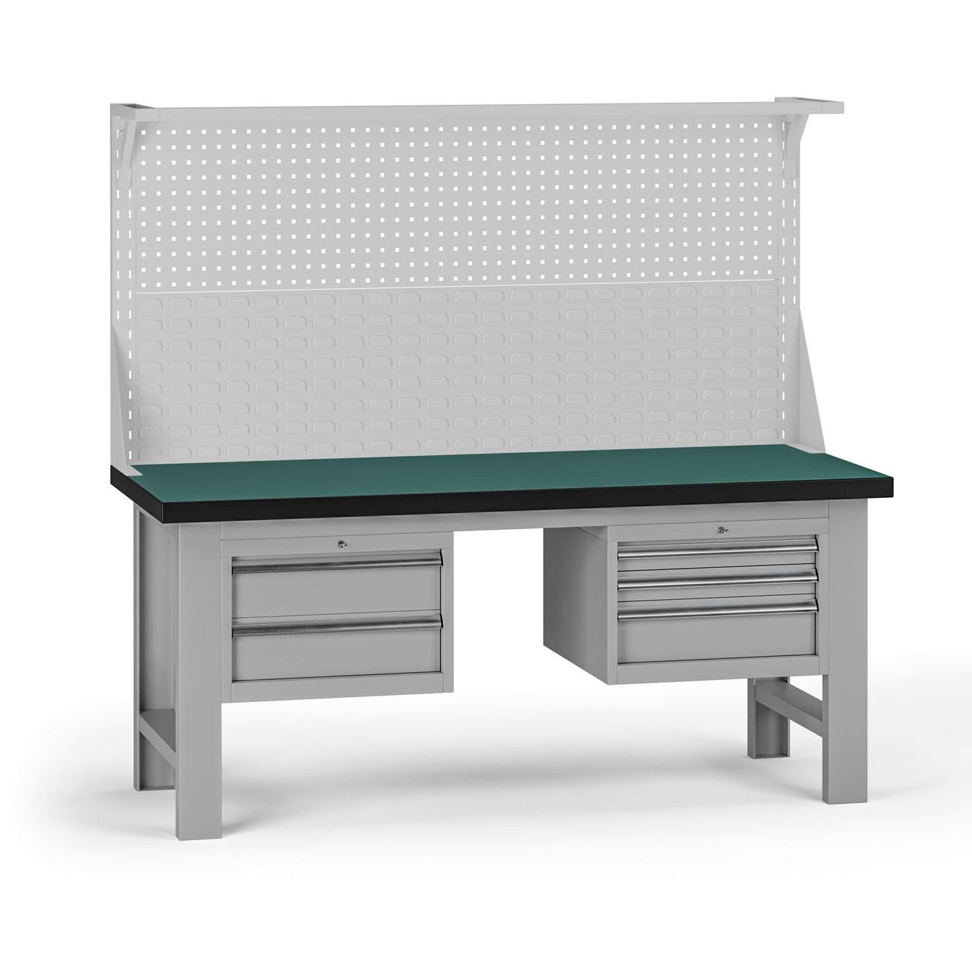 Fotografia produktu: Pracovný stôl do dielne G8 s nadstavbou, 1800 x 750 x 800 mm, 2x kontejner, 5 zásuviek, sivá