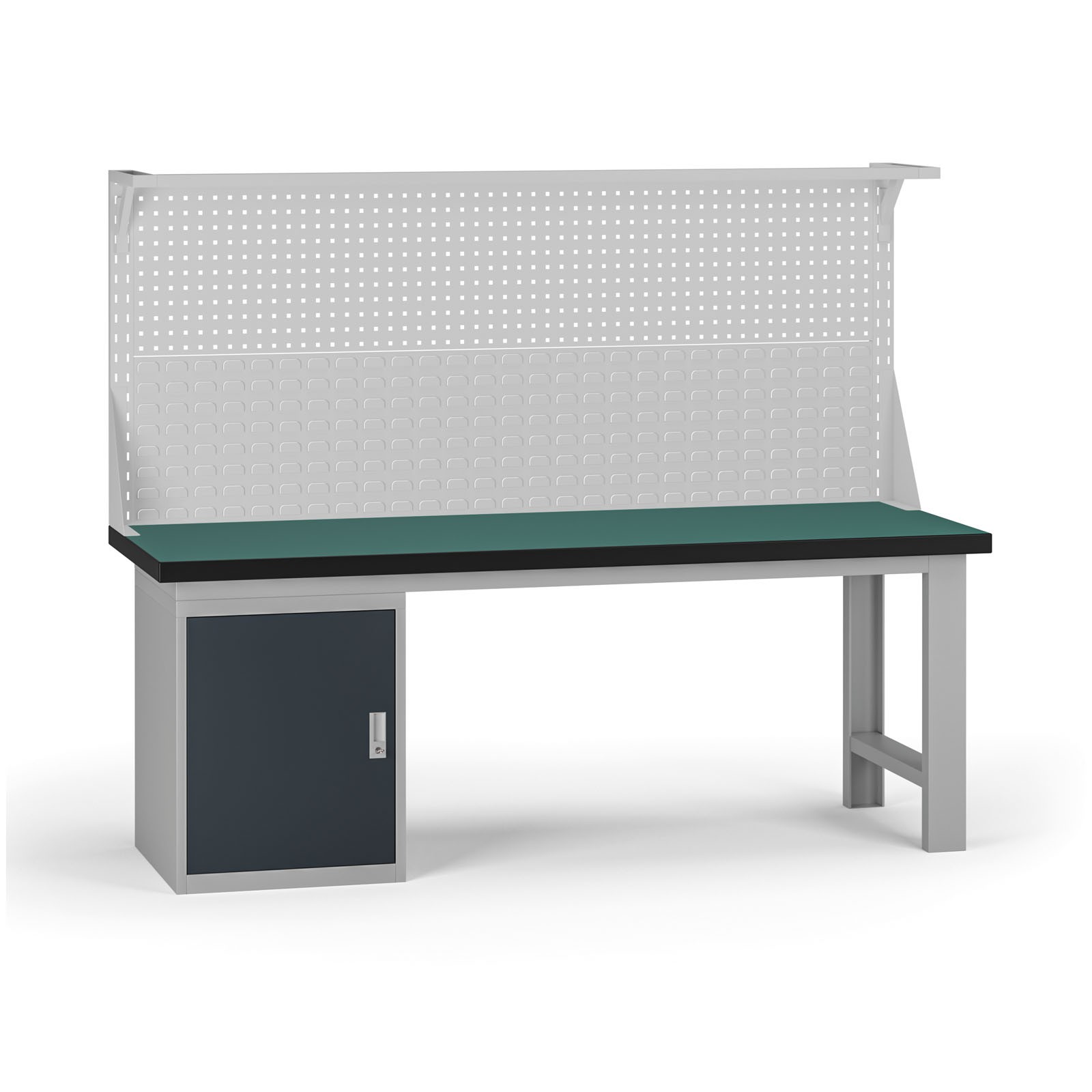 Fotografia produktu: Pracovný stôl do dielne G8 s nadstavbou, 2100 x 750 x 800 mm, 1x skrinka, grafit