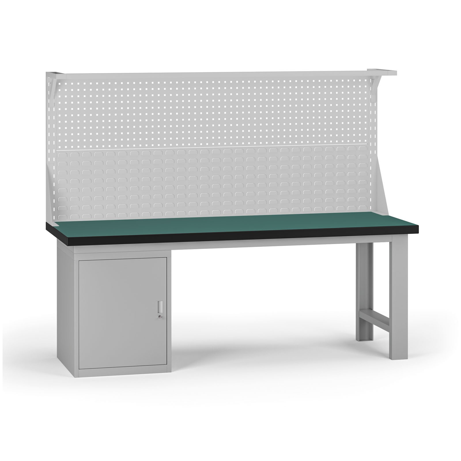 Fotografia produktu: Pracovný stôl do dielne G8 s nadstavbou, 2100 x 750 x 800 mm, 1x skrinka, sivá