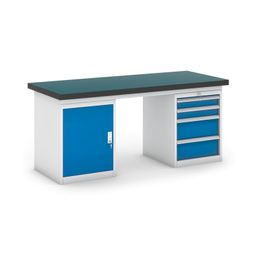 Pracovný stôl do dielne GB so skrinkou a zásuvkovým boxom na náradie, 1800 mm