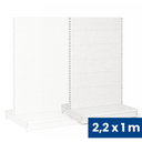 Predajný regál obojstranný, perfo steny, 2200 x 1000 x 900 mm, prídavný, biela