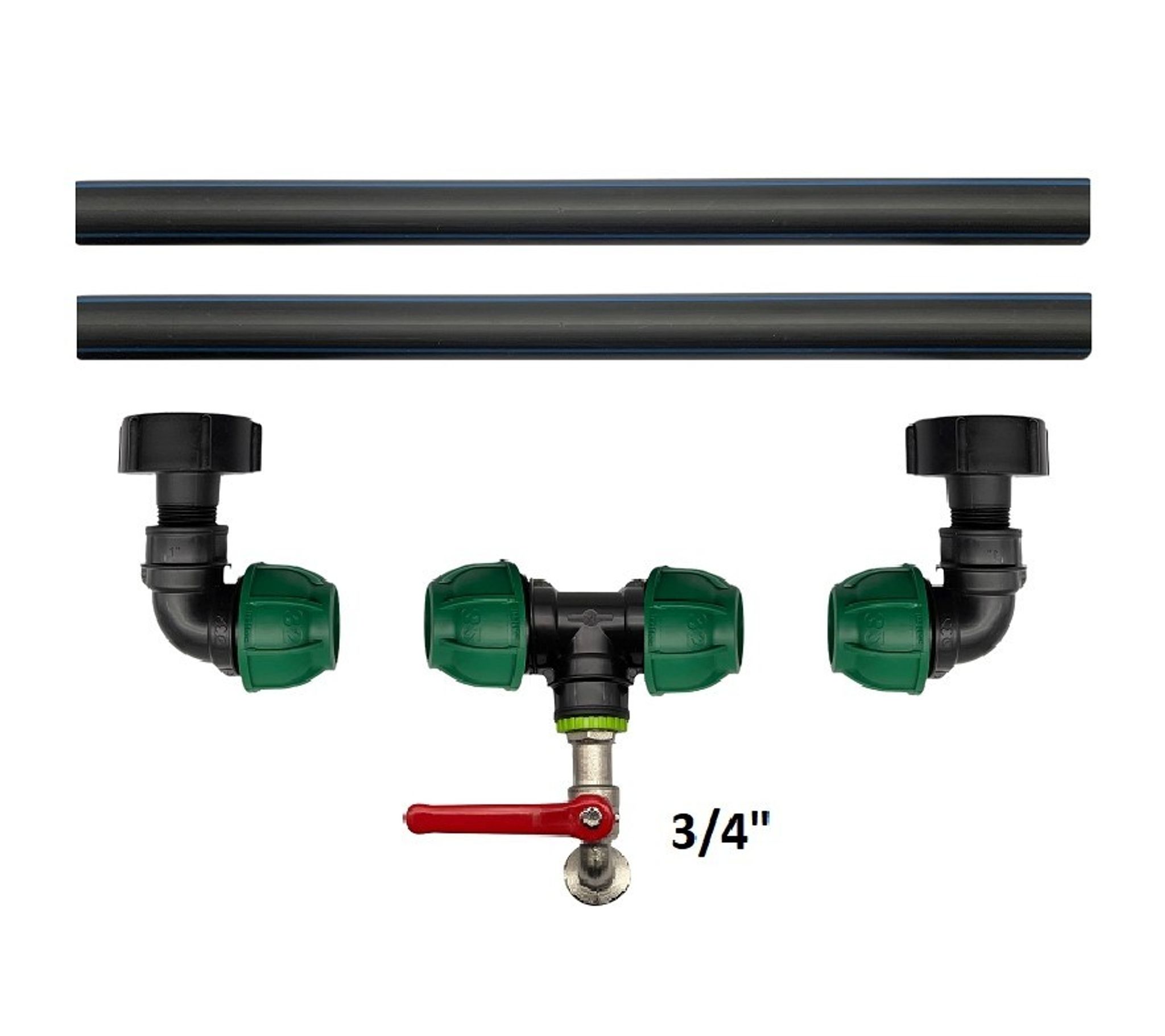 Pripojenie k 2 IBC s vypúšťacím kohútikom 3/4"