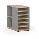 Prístavná policová skrinka k pracovnému stolu PRIMO GRAY, ľavá, sivá/breza