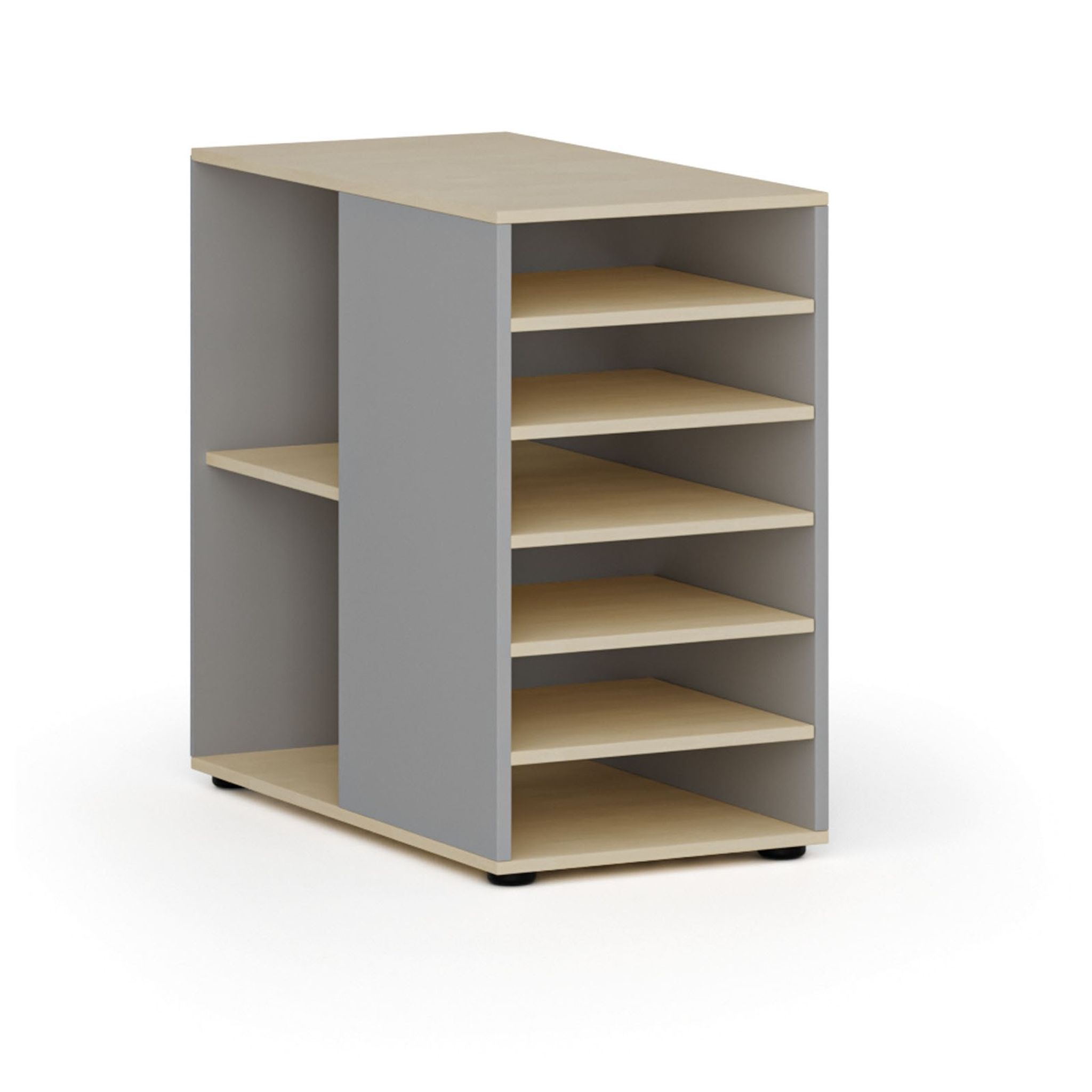 Prístavná policová skrinka k pracovnému stolu PRIMO GRAY, ľavá