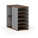 Prístavná policová skrinka k pracovnému stolu PRIMO GRAY, ľavá, sivá/orech