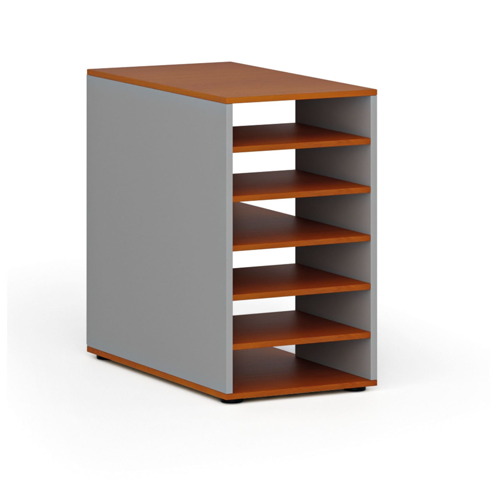 Prístavná policová skrinka k pracovnému stolu PRIMO GRAY, pravá, sivá/čerešňa