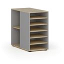 Přístavná policová skříňka k pracovnímu stolu PRIMO GRAY, levá, šedá/dub přírodní
