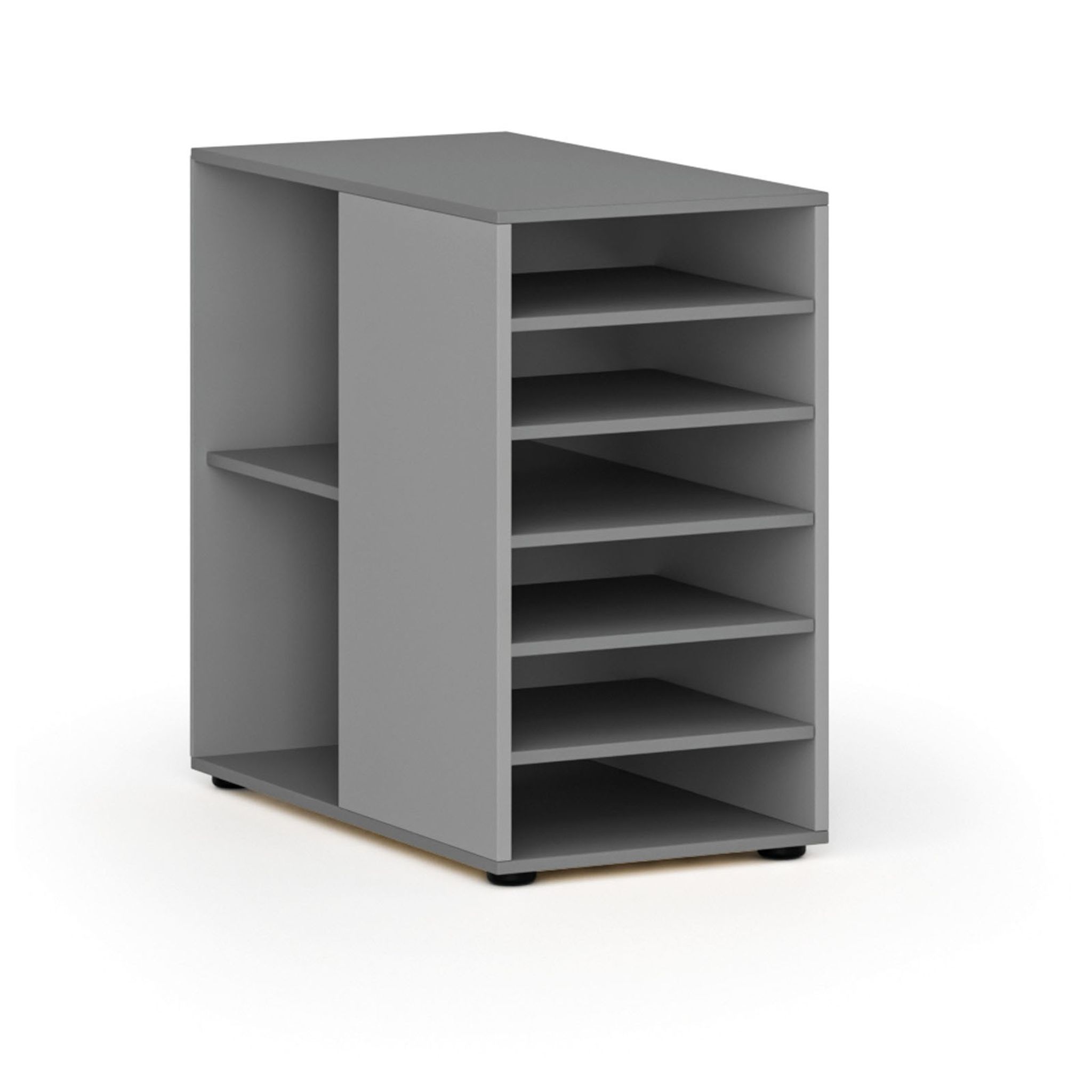 Přístavná policová skříňka k pracovnímu stolu PRIMO GRAY, levá, šedá/grafit