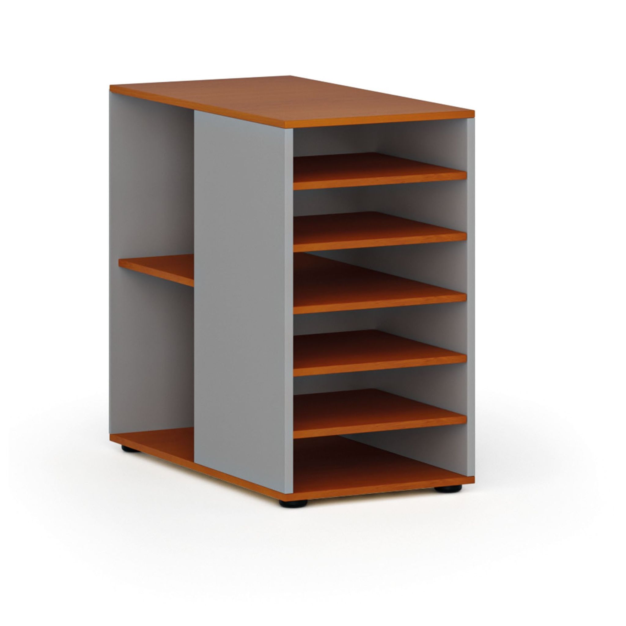 Přístavná policová skříňka k pracovnímu stolu PRIMO GRAY, levá, šedá/třešeň