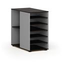 Přístavná policová skříňka k pracovnímu stolu PRIMO GRAY, levá, šedá/wenge