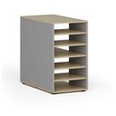 Přístavná policová skříňka k pracovnímu stolu PRIMO GRAY, pravá, šedá/bříza