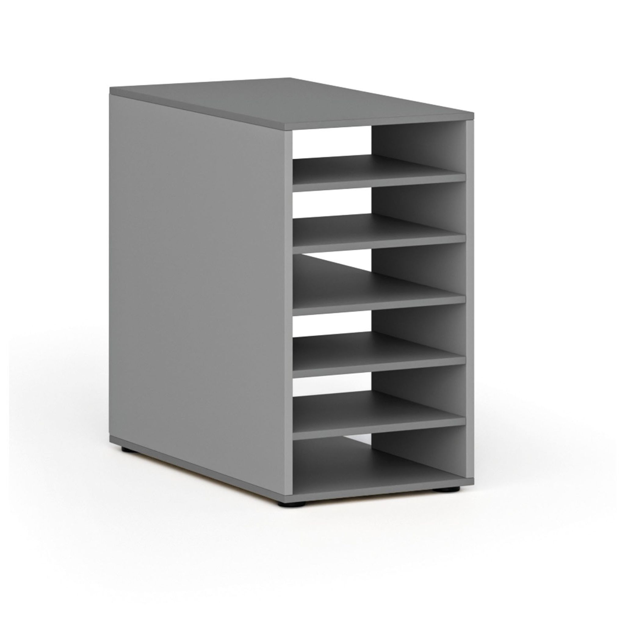 Přístavná policová skříňka k pracovnímu stolu PRIMO GRAY, pravá, šedá/grafit