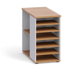 Přístavná policová skříňka k pracovnímu stolu PRIMO, šedá / buk, levá