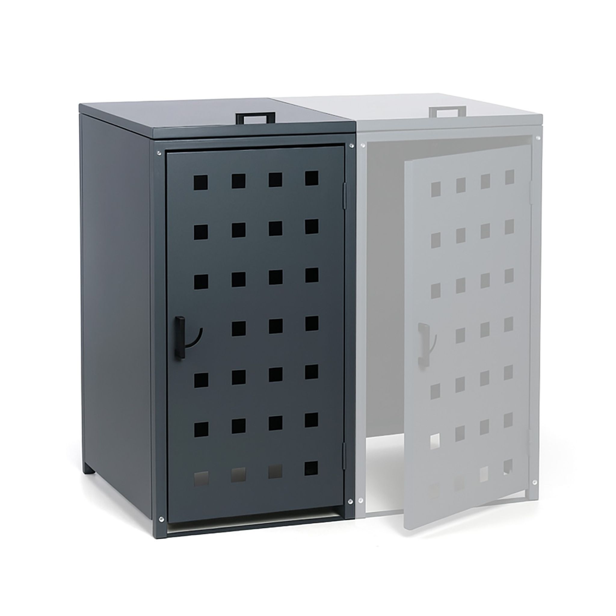 Přístřešek na popelnici do objemu 120 l, 114 x 57 x 62,3 cm, přístavný, šedá