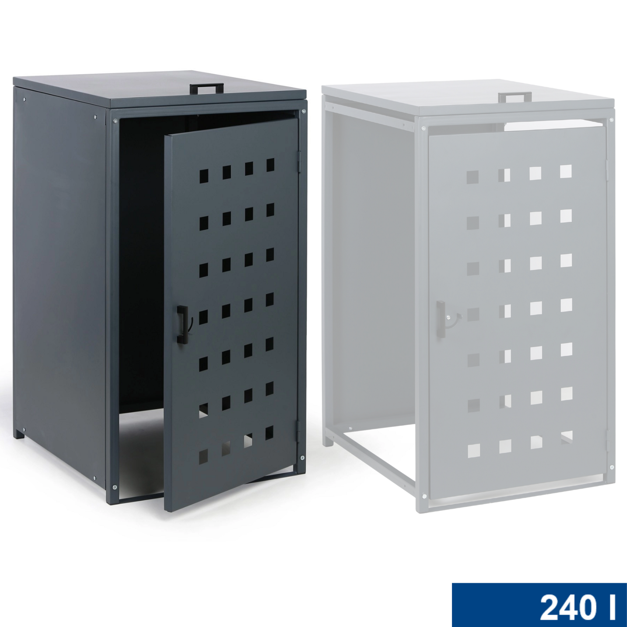 Přístřešek na popelnici do objemu 240 l, 123,5 x 67 x 77,3 cm, šedá