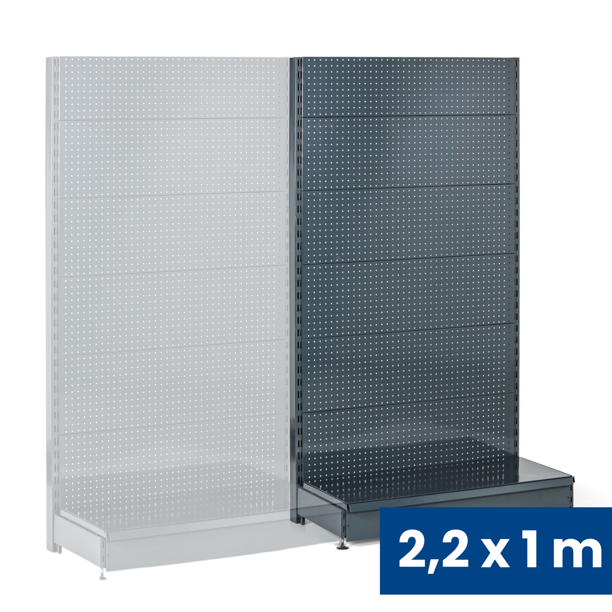 Prodejní regál jednostranný, perfo stěny, 2200 x 1000 x 450 mm, přídavný, antracit