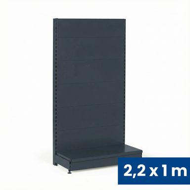 Prodejní regál jednostranný, plné stěny, 2200 x 1000 x 450 mm, základní, antracit