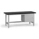 Profesionální dílenský stůl G4, 1 skříňka, deska MDF + PVC, 1800 x 750 x 800 mm, šedá