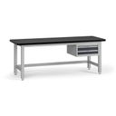 Profesionální dílenský stůl G4, 2 zásuvky, deska MDF + PVC, 2100 x 750 x 800 mm, grafit