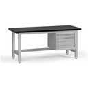 Profesionální dílenský stůl G4, 4 zásuvky, deska MDF + PVC, 1800 x 750 x 800 mm, šedá