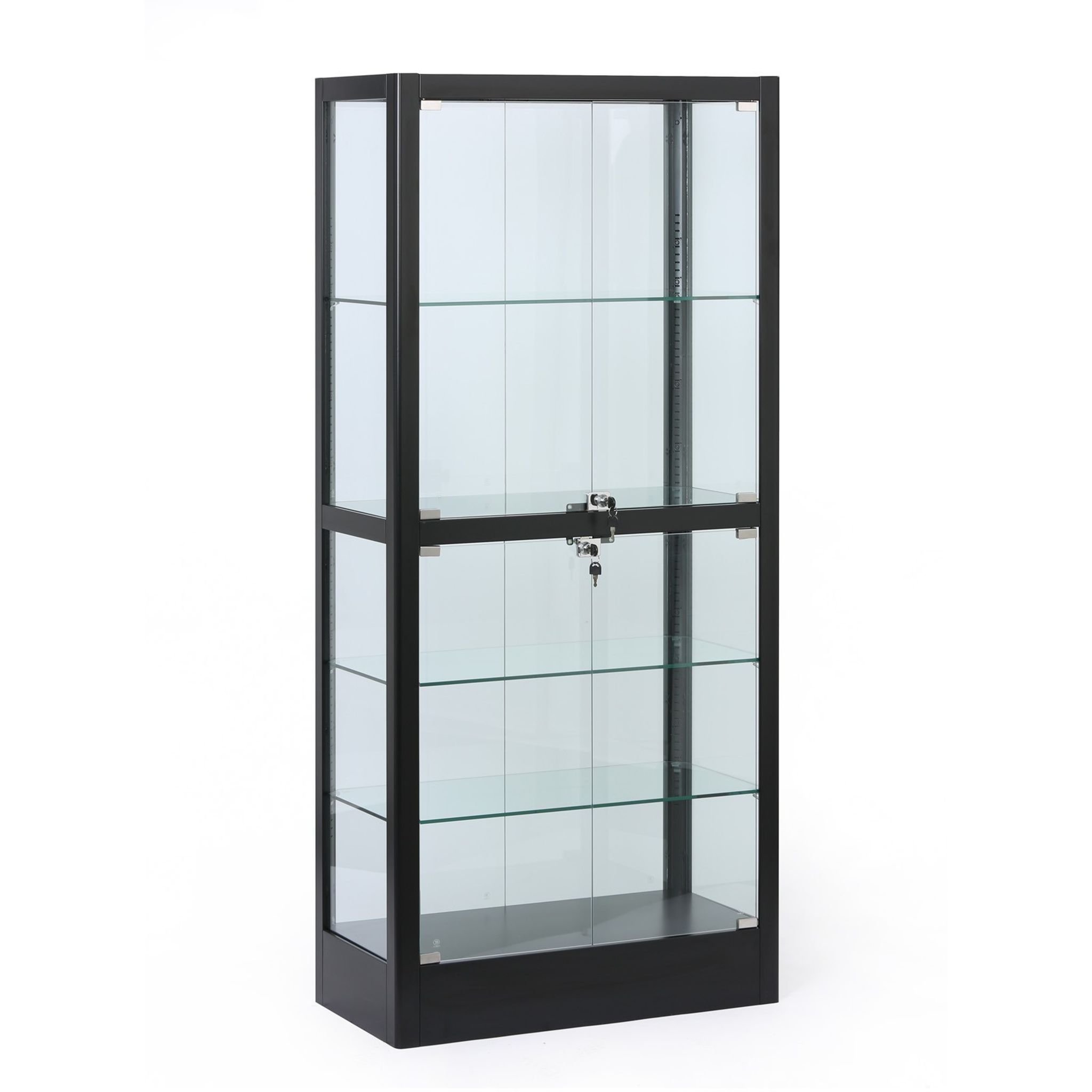 Prosklená vitrína, 1800 x 800 x 400 mm, černá, smontovaná