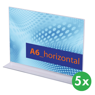 Pultständer aus Plexiglas, Typ T, A6 im Querformat, Packung 5 Stk